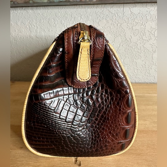 Brahmin  Baguette Brown and Tan Purse with Crocodile Pattern and Gold Hardware - Picture 6 of 15